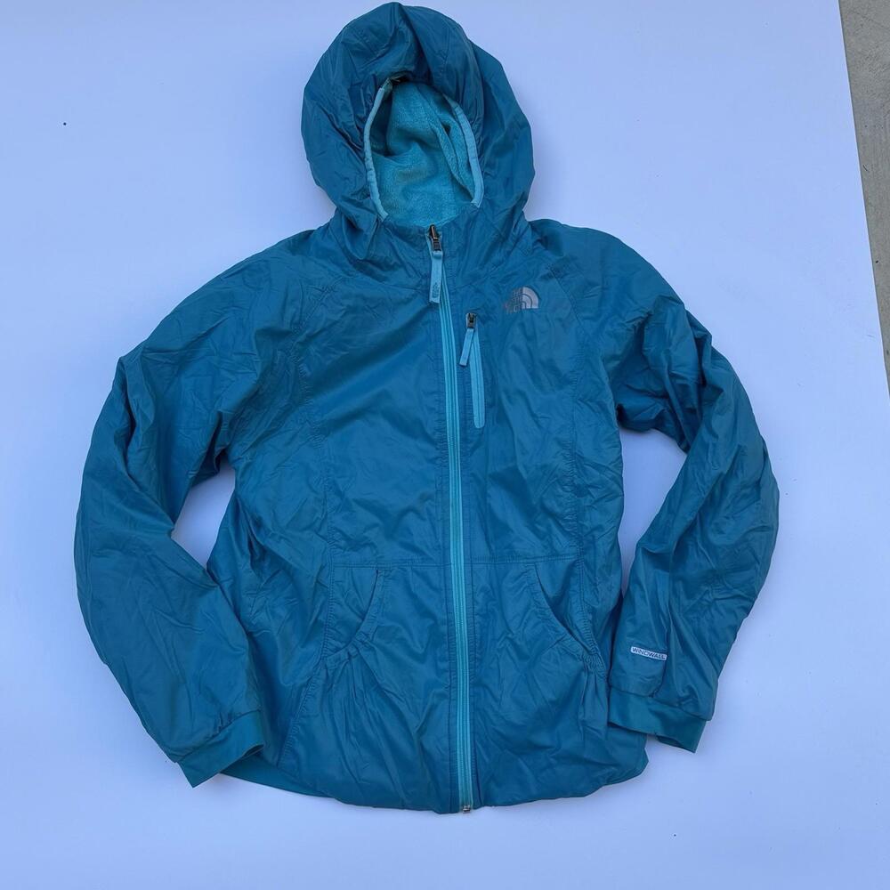 The North Face Reversible Jacket Girls Sz L  Blue  Full Zipper Hooded